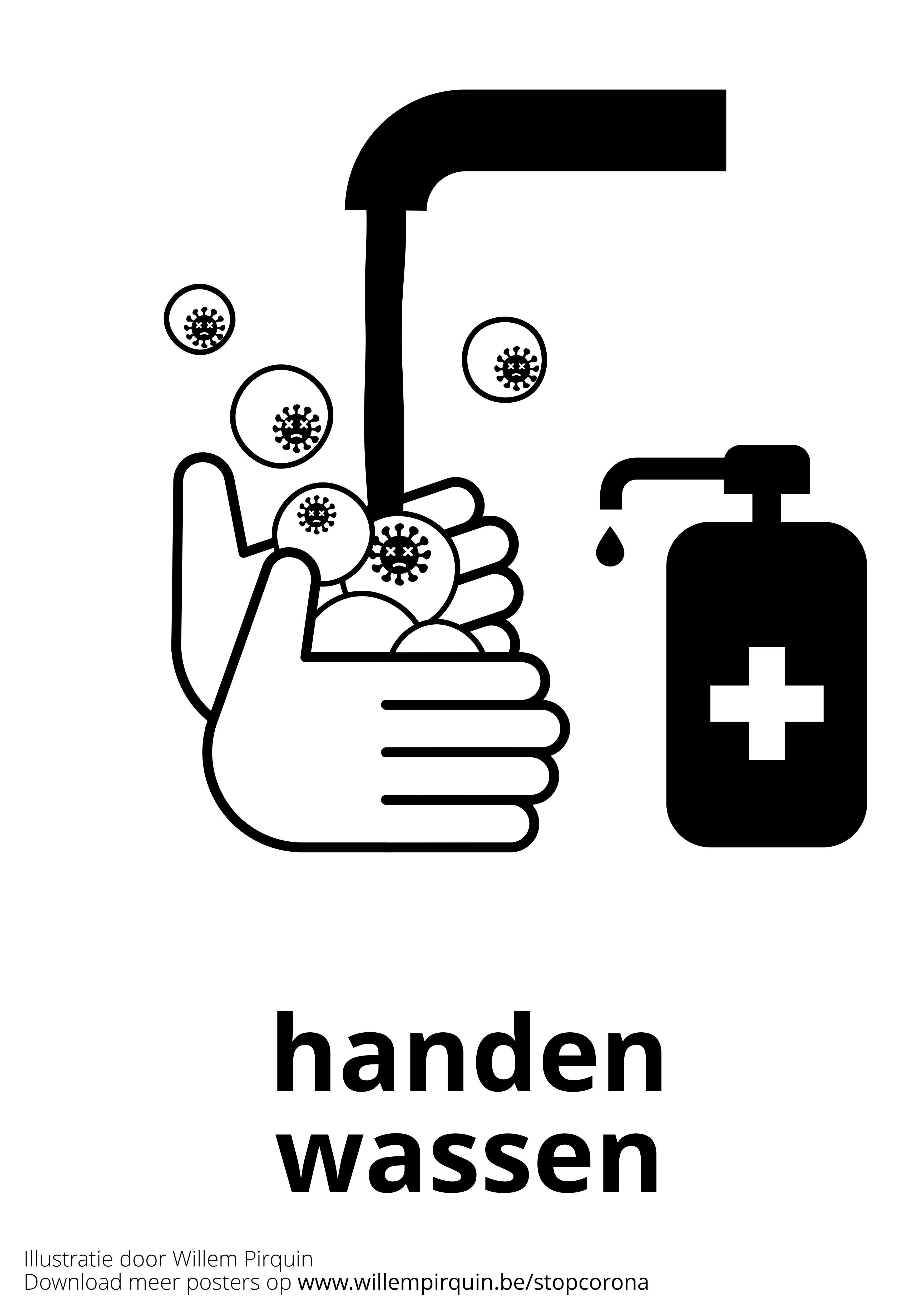 Coloring page wash hands