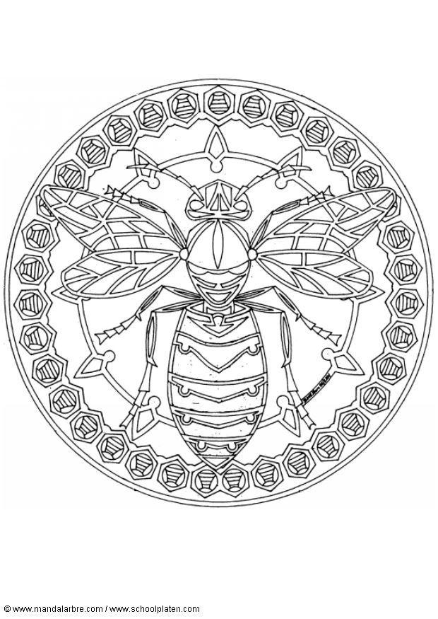 Coloring page wasp mandala