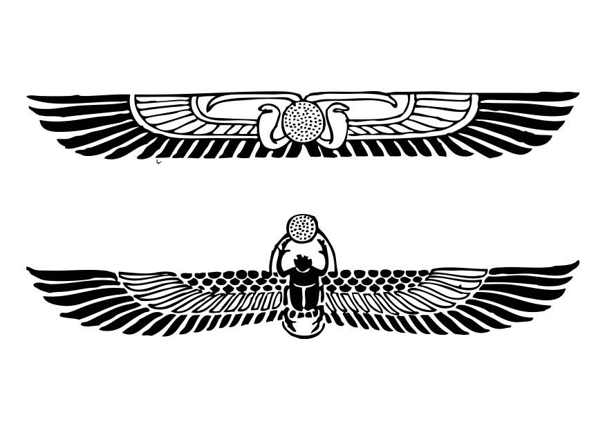 Coloring page winged disc and scarab