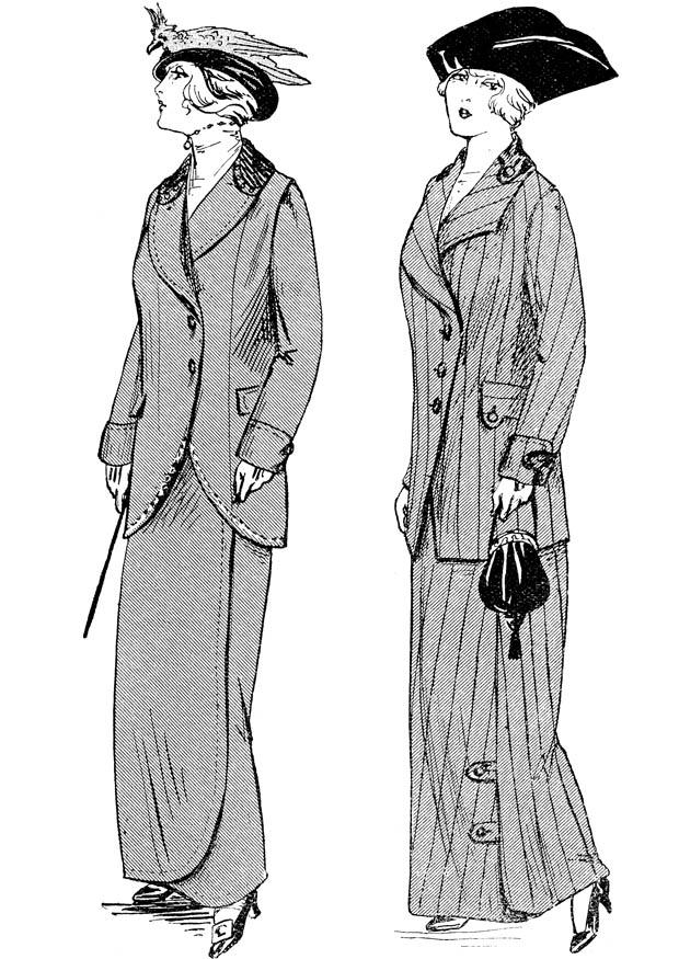 Coloring page winter fashion paris 1914