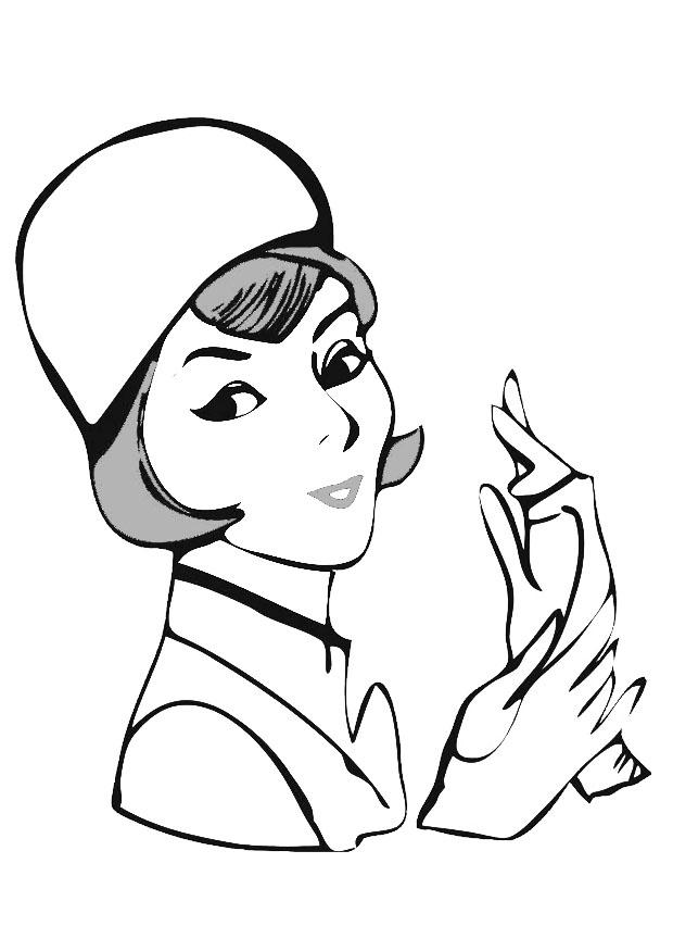 Coloring page woman with gloves