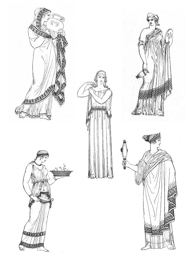 Coloring page women of ancient greece