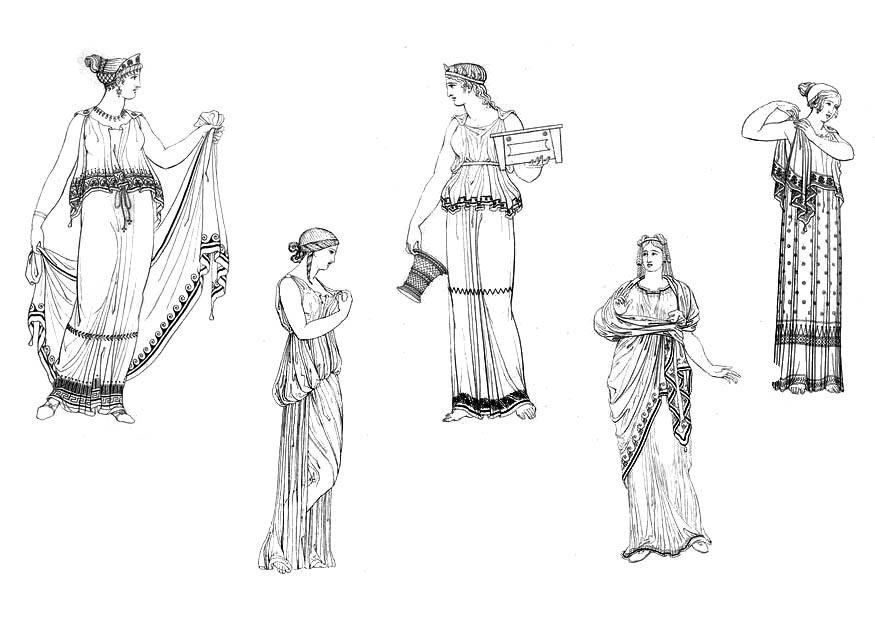 Coloring page women of ancient greece