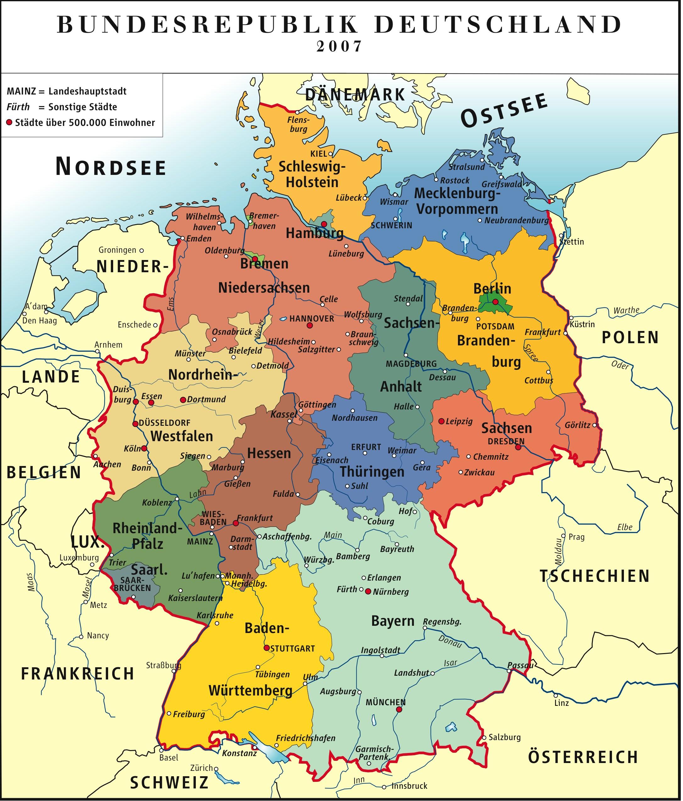 Image germany - political map frg 2007