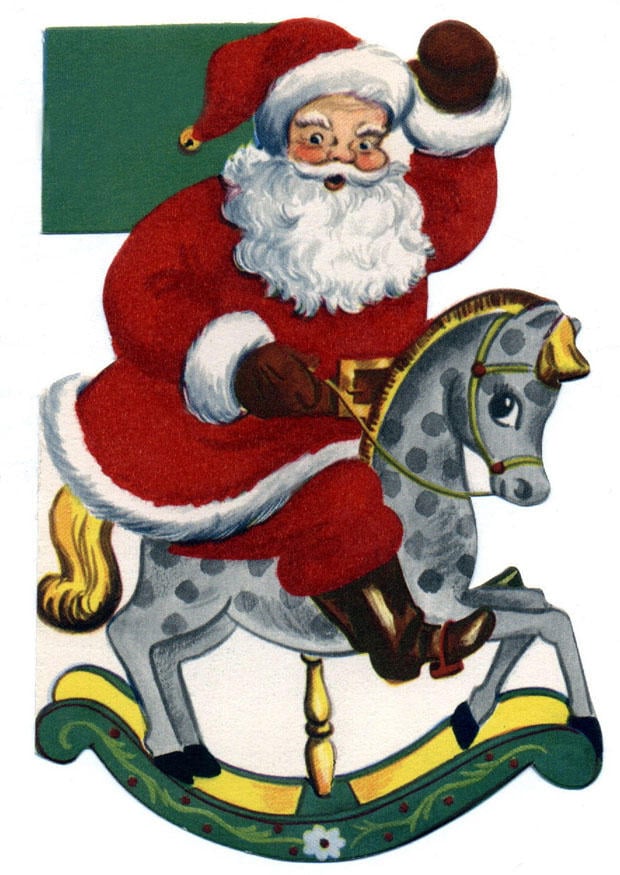 Image santa claus on rocking horse