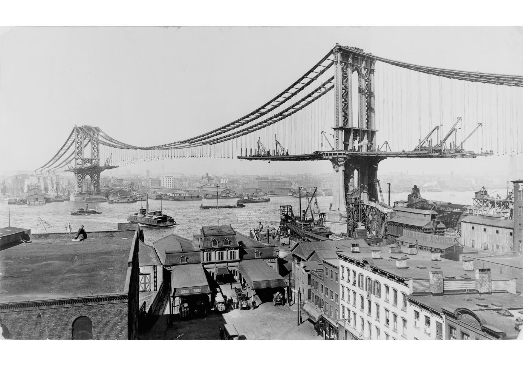 Photo manhattan bridge construction 1909