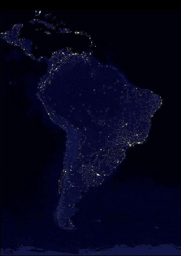 Photo night image urbanized earth, south america